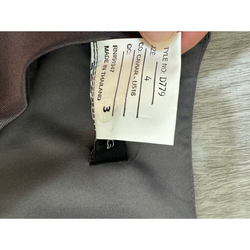Alfred Sung D779 caviar gray size four cap sleeve gown with pockets - Picture 5 of 6